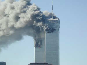 De brandende Twin Towers op 11 september 2001